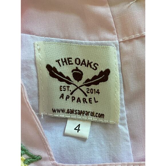 The Oaks Apparel Lulu Pink Yellow Embroidered Lemons Sleeveless Lace Dress 4 - Picture 7 of 7